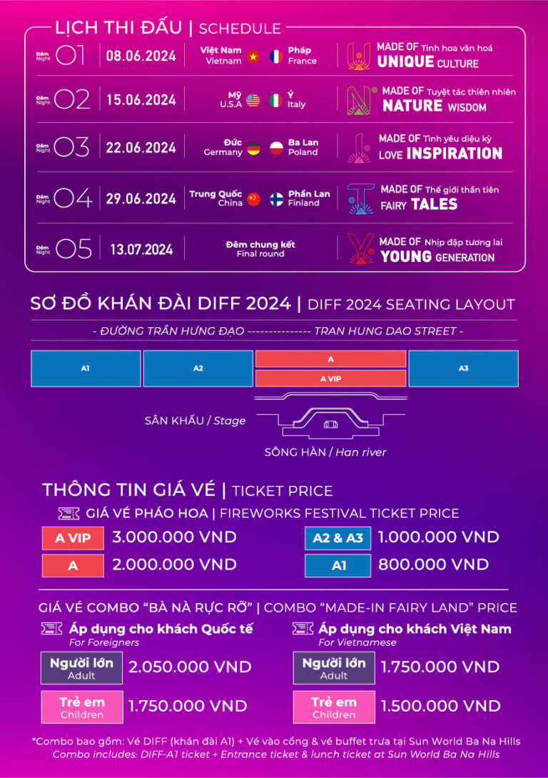 GIÁ VÉ LỄ HỘI PHOÁ HOA QUỐC TẾ DIFF 2024